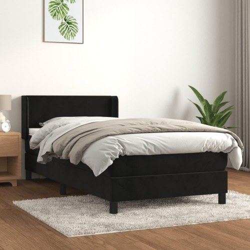 Kontinentalseng med madras 90×190 cm - fløjl, sort