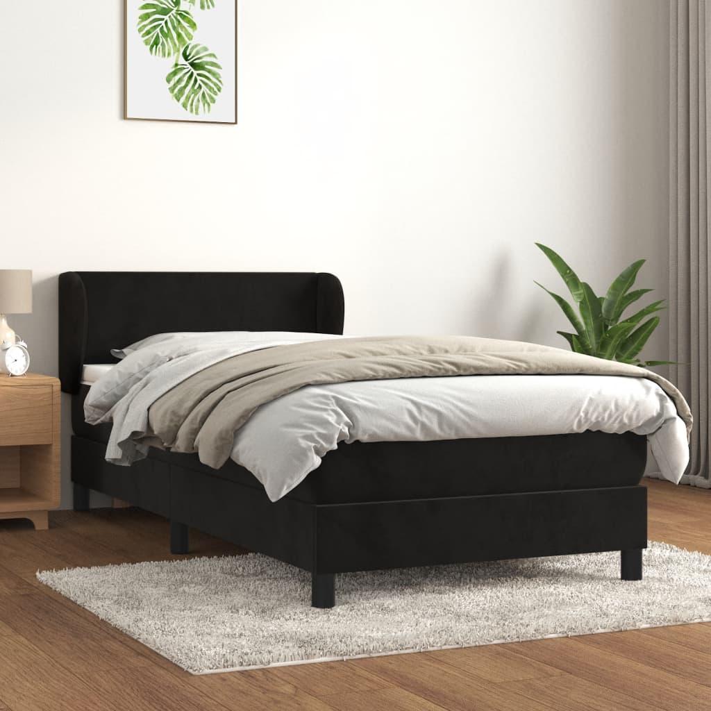 Kontinentalseng med madras 90x190 cm fløjl sort billede