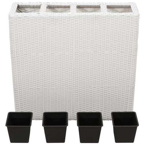 Plantekasser med 4 krukker 2 stk. polyrattan hvid