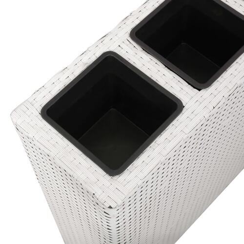 Plantekasser med 4 krukker 2 stk. polyrattan hvid