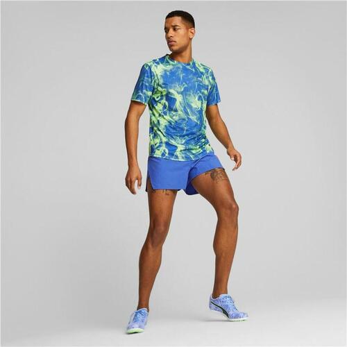 Kortærmet T-shirt til Mænd Puma Run Favorite Blå Grøn M