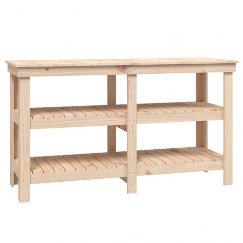 Arbejdsbord i massivt fyrretræ 142,5 x 50 x 80 cm med opbevaring