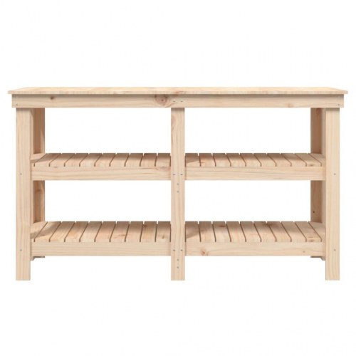 Arbejdsbord i massivt fyrretræ 142,5 x 50 x 80 cm med opbevaring
