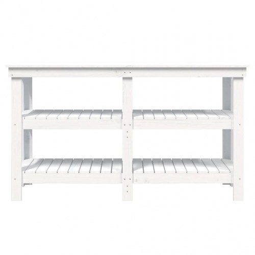 Arbejdsbord i massivt fyrretræ - hvid, 142,5×50×80 cm