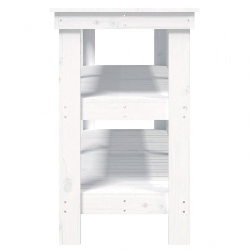 Arbejdsbord i massivt fyrretræ - hvid, 142,5×50×80 cm