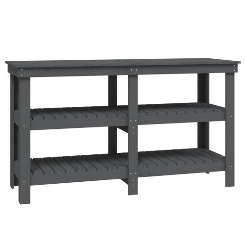 Arbejdsbord 142,5x50x80 cm massivt fyrretræ grå