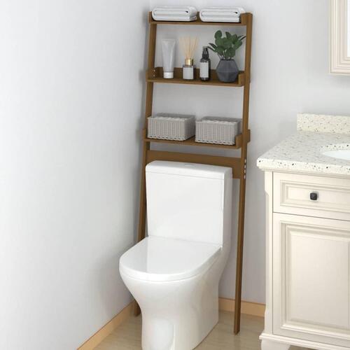 Toiletstativ 63,5x32x179 cm massivt fyrretræ gyldenbrun