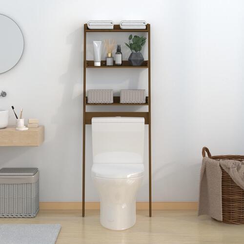 Toiletstativ 63,5x32x179 cm massivt fyrretræ gyldenbrun