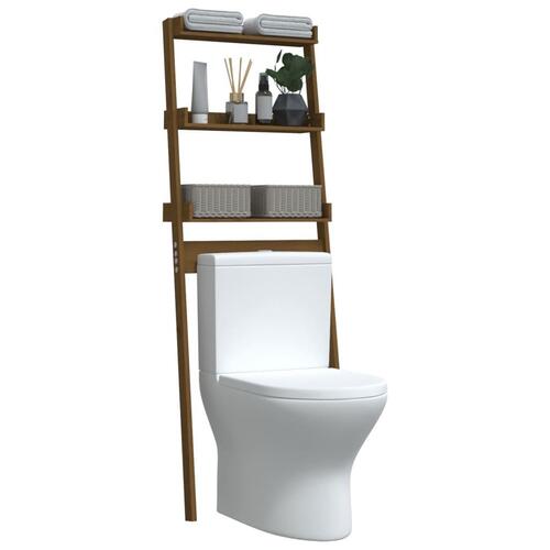 Toiletstativ 63,5x32x179 cm massivt fyrretræ gyldenbrun