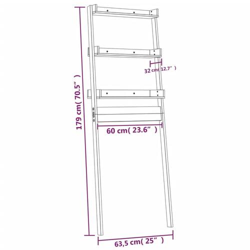 Toiletstativ 63,5x32x179 cm massivt fyrretræ gyldenbrun