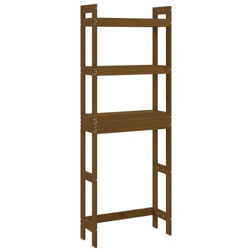Toiletstativ 63x26x171 cm massivt fyrretræ gyldenbrun