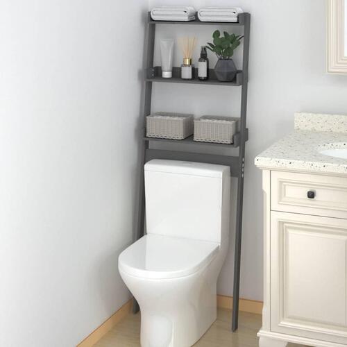 Toiletstativ 63,5x32x179 cm massivt fyrretræ grå