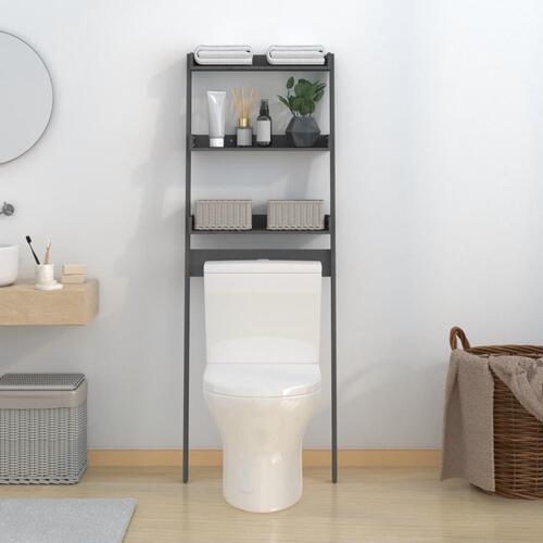 Toiletstativ 63,5x32x179 cm massivt fyrretræ grå