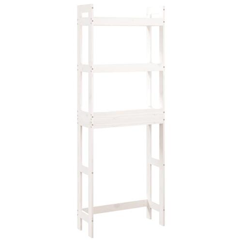 Toiletstativ 63x26x171 cm massivt fyrretræ hvid