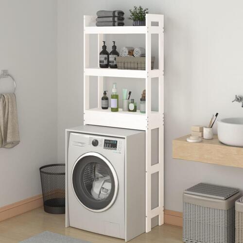 Toiletstativ 63x26x171 cm massivt fyrretræ hvid