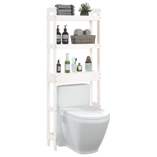 Toiletstativ 63x26x171 cm massivt fyrretræ hvid