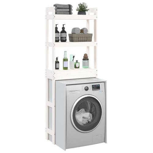Toiletstativ 63x26x171 cm massivt fyrretræ hvid