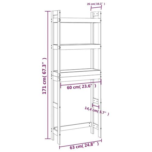 Toiletstativ 63x26x171 cm massivt fyrretræ hvid