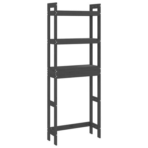 Toiletstativ 63x26x171 cm massivt fyrretræ grå
