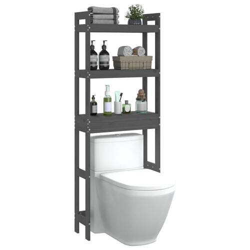 Toiletstativ 63x26x171 cm massivt fyrretræ grå