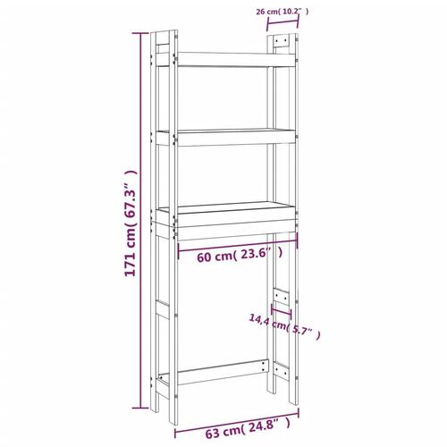 Toiletstativ 63x26x171 cm massivt fyrretræ grå