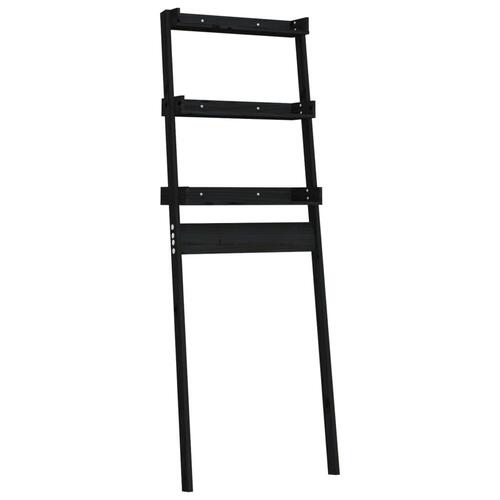 Toiletstativ 63,5x32x179 cm massivt fyrretræ sort