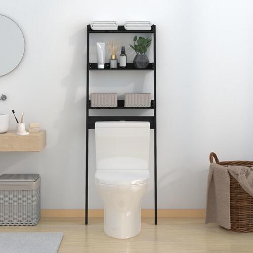 Toiletstativ 63,5x32x179 cm massivt fyrretræ sort
