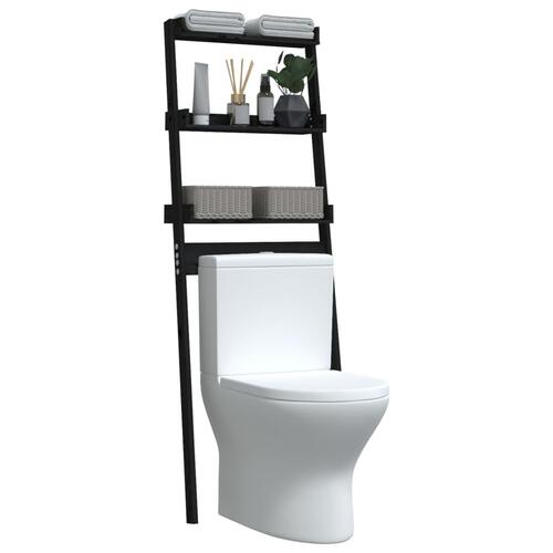 Toiletstativ 63,5x32x179 cm massivt fyrretræ sort