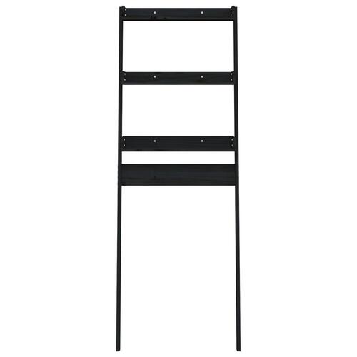 Toiletstativ 63,5x32x179 cm massivt fyrretræ sort