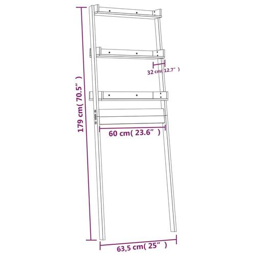 Toiletstativ 63,5x32x179 cm massivt fyrretræ sort