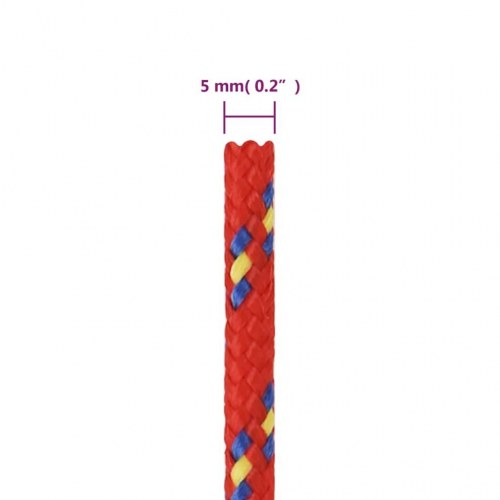 Tovværk til båd - polypropylen 5 mm, 25 m, rød