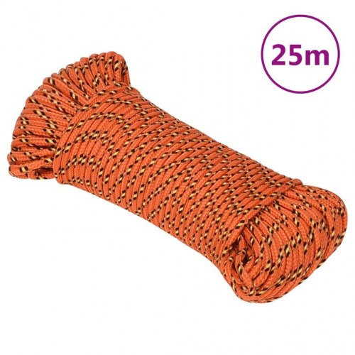 Flettet bådtov i polypropylen 5 mm - 25 m, orange