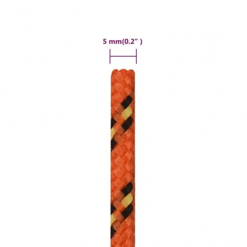 Flettet bådtov i polypropylen 5 mm - 25 m, orange