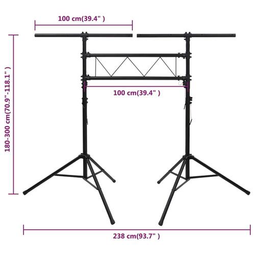 Lampestativ 238x115x(180-300) cm stål sort