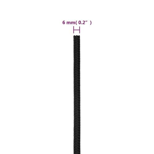 Tovværk til båd 6 mm 50 m polypropylen sort