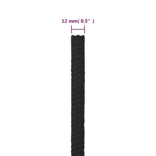 Tovværk til båd 12 mm 250 m polypropylen sort