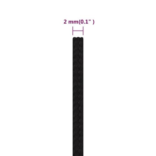 Arbejdsreb 2 mm 100 m polyester sort