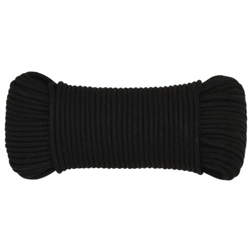 Arbejdsreb 3 mm 50 m i polyester - sort