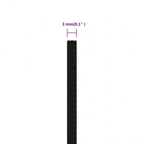 Arbejdsreb 3 mm 50 m i polyester - sort