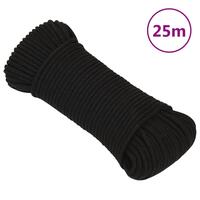 Arbejdsreb 4 mm 25 m polyester sort