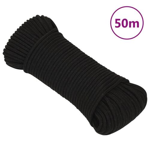 Arbejdsreb 5 mm 50 m polyester sort