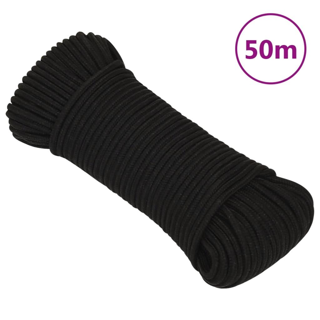 Arbejdsreb 5 mm 50 m polyester sort