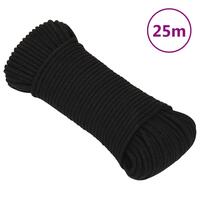 Arbejdsreb 5 mm 25 m polyester sort