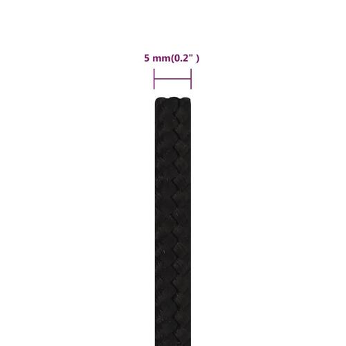 Arbejdsreb 5 mm 25 m polyester sort