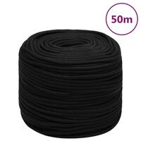 Arbejdsreb 6 mm 50 m polyester sort