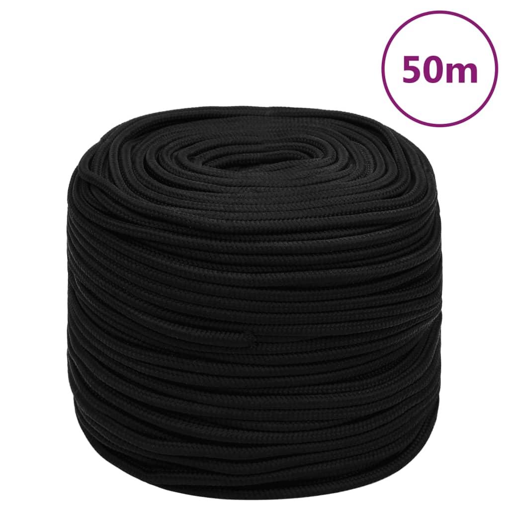Arbejdsreb 6 mm 50 m polyester sort