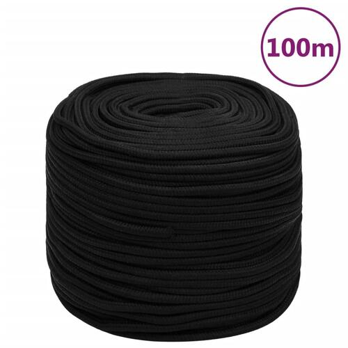 Arbejdsreb 6 mm 100 m polyester sort