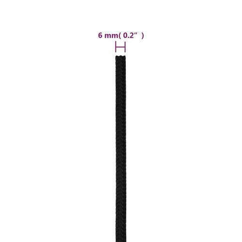 Arbejdsreb 6 mm 100 m polyester sort