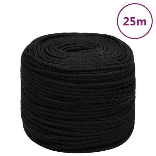 Arbejdsreb 8 mm 25 m polyester sort