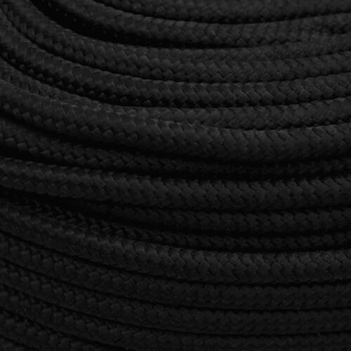 Arbejdsreb 8 mm 25 m polyester sort
